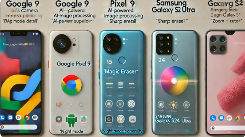 Google Pixel 9、iPhone 15、Samsung Galaxy S24のカメラ性能比較イメージ