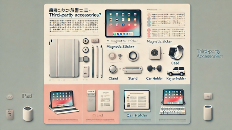 「MagSafe アクセサリと iPad の互換性に関するブログ記事のヘッダー画像。iPad、MagSafe、アクセサリを表すアイコンを使用したモダンなデザインが特徴です。」