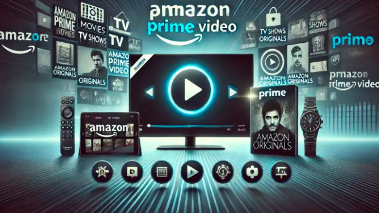 Amazon Prime Video showcasing movies, TV shows, and exclusive content in a horizontal banner.