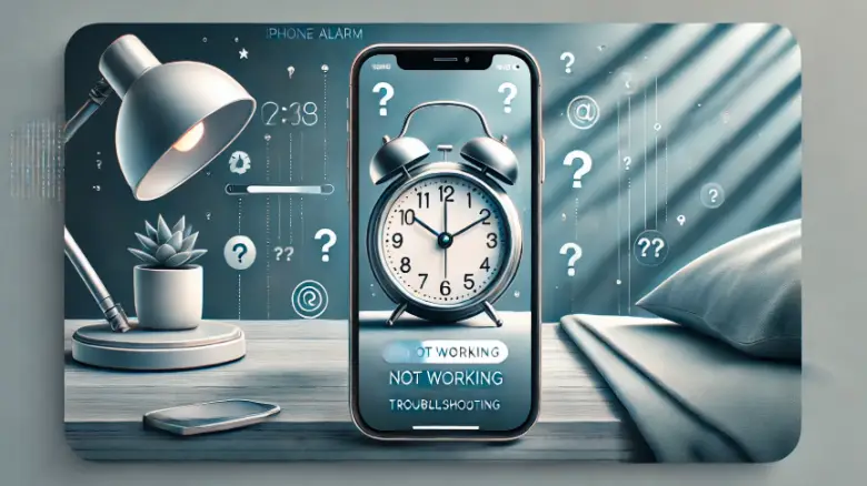 「iPhoneアラームが鳴らない問題を示す目覚まし時計とスマートフォンのイメージ」